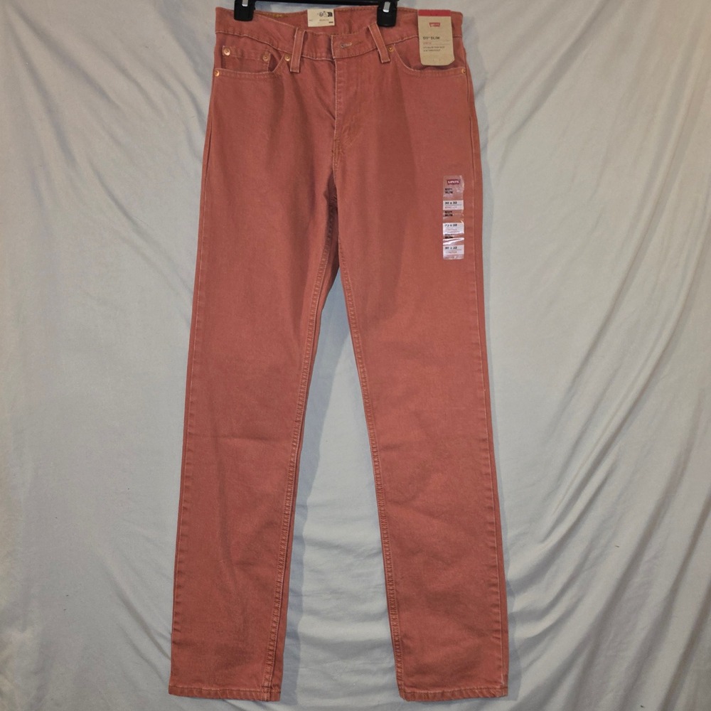 Levis 511 Slim Pants 30x32 Mens Coral Pink Stretch Denim New With Tags